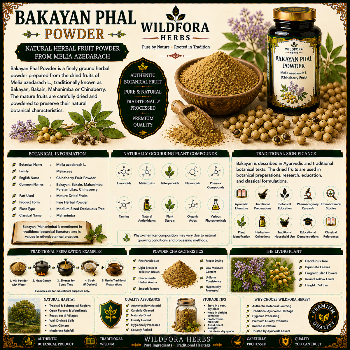 Bakayan Phal Powder (Melia azedarach) – Premium Mahanimba Fruit Herbal Powder Guide