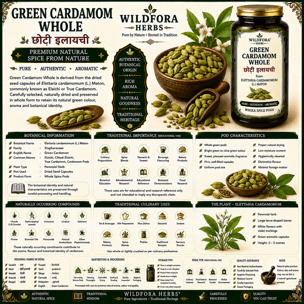 Green Cardamom Whole (Elettaria cardamomum) – Premium Natural Elaichi Spice Guide