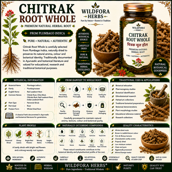Chitrak Root Whole (Plumbago indica) | Premium Chita Mool Natural Herbal Root