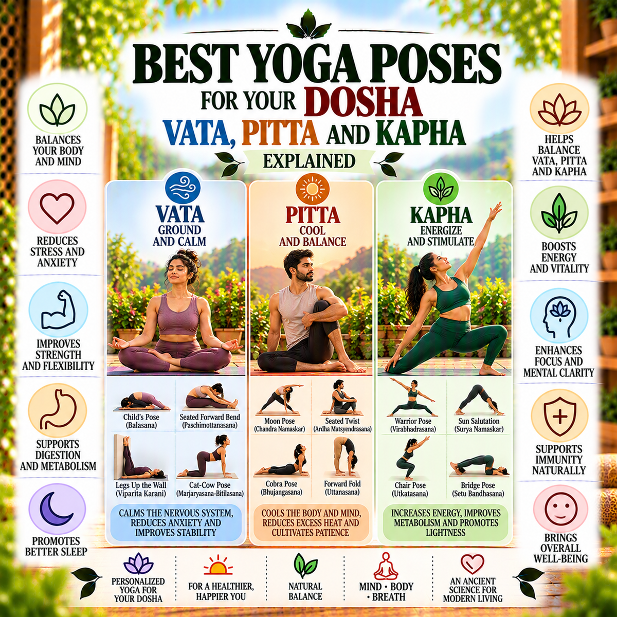 Best Yoga Poses for Your Dosha: Vata, Pitta and Kapha Explained