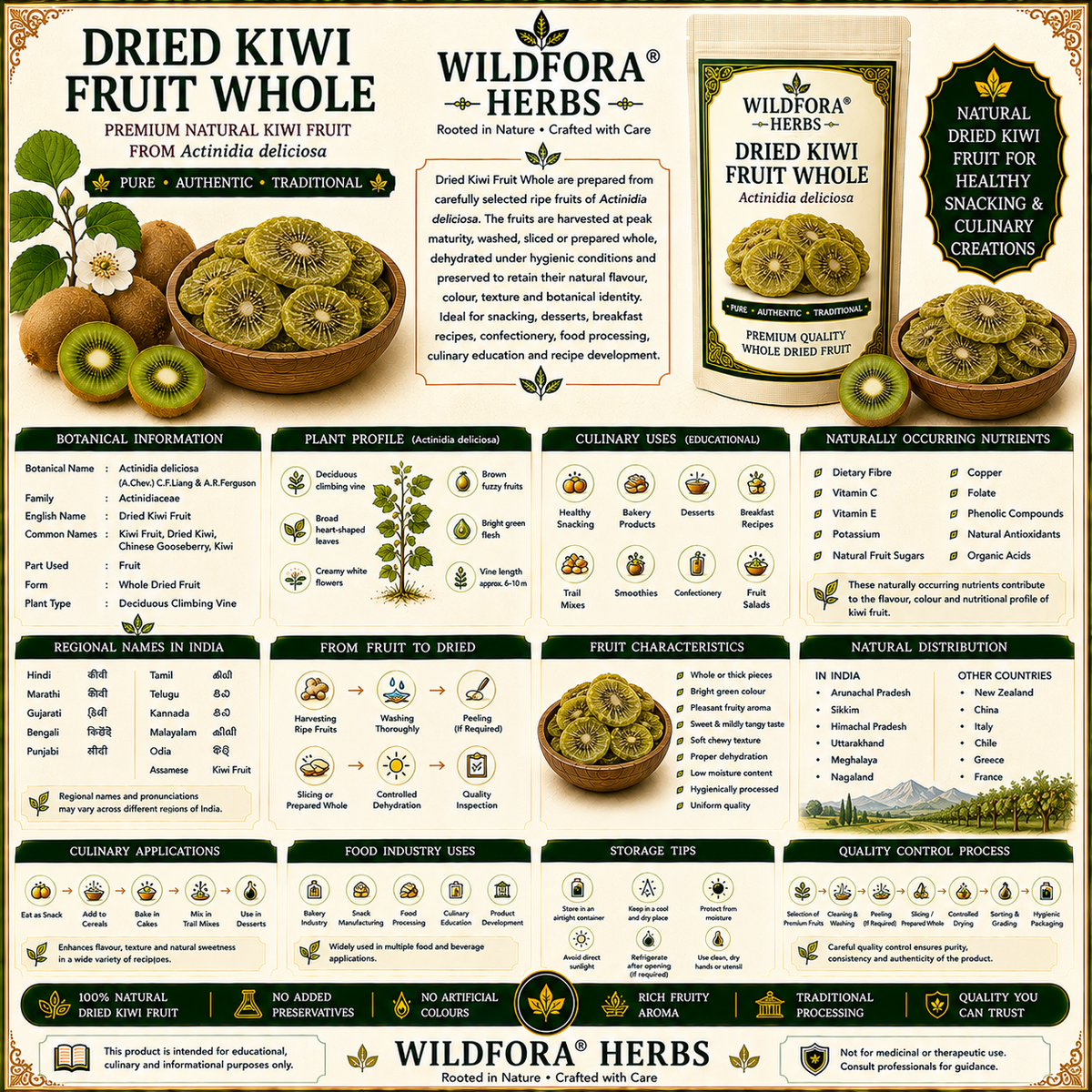 Dried Kiwi Fruit Whole (Actinidia deliciosa) | Premium Natural Kiwi Fruit