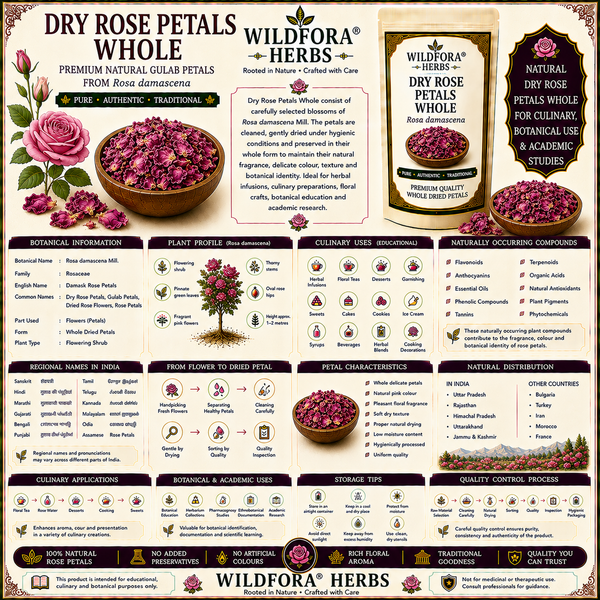 Dry Rose Petals Whole (Rosa damascena) | Premium Natural Gulab Petals