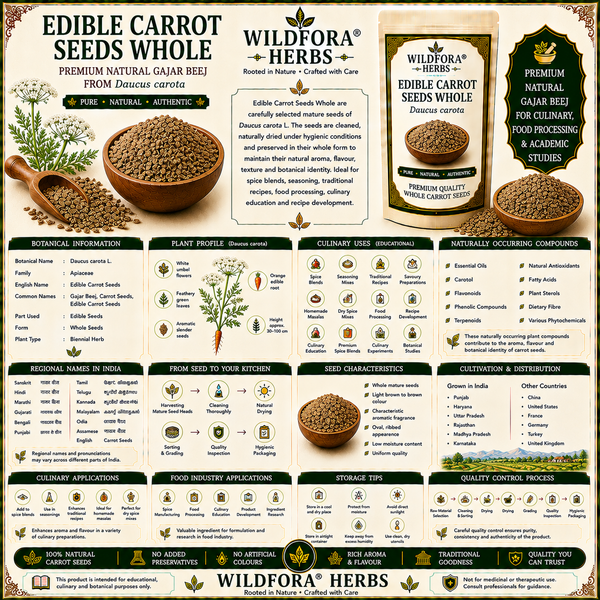 Edible Carrot Seeds Whole (Daucus carota) | Premium Natural Gajar Beej