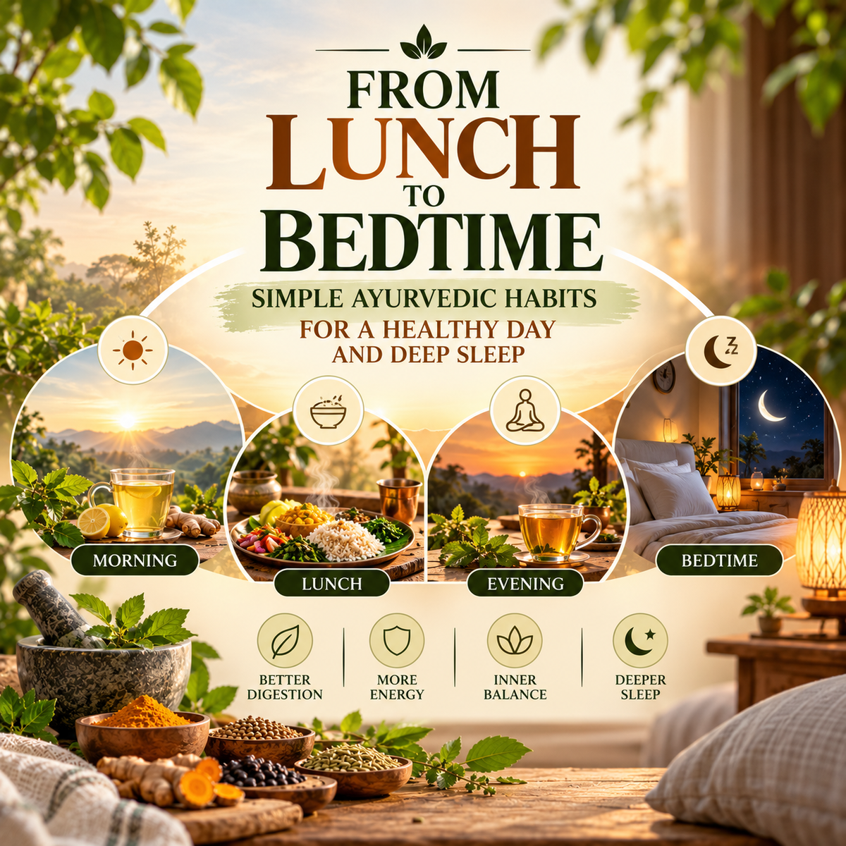 From Lunch to Bedtime: Simple Ayurvedic Habits for a Healthy Day and Deep Sleep