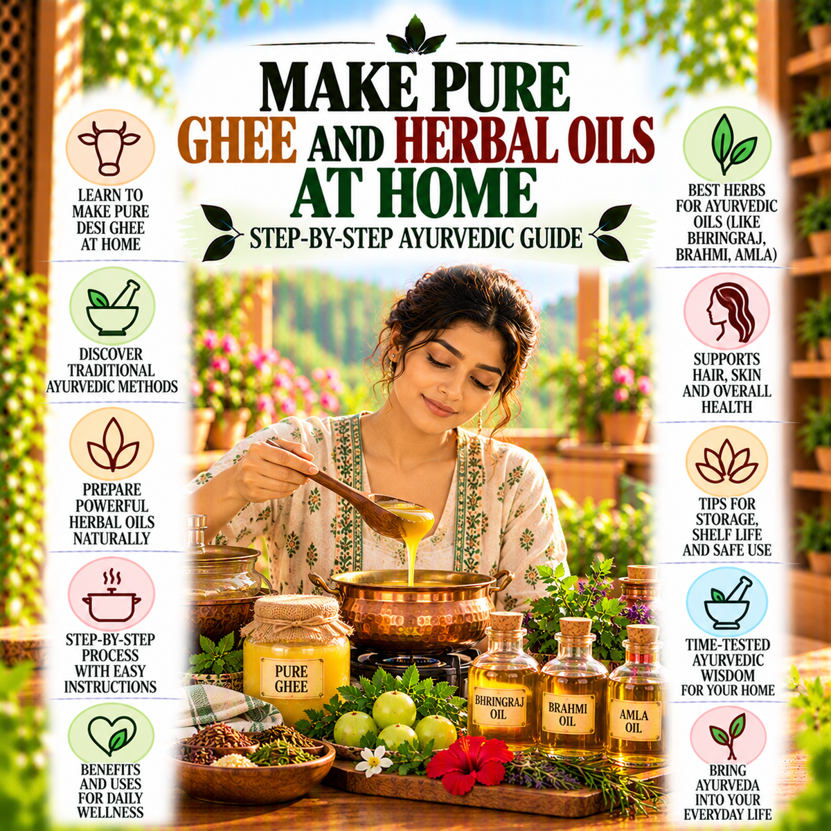 Make Pure Ghee and Herbal Oils at Home: Step-by-Step Ayurvedic Guide
