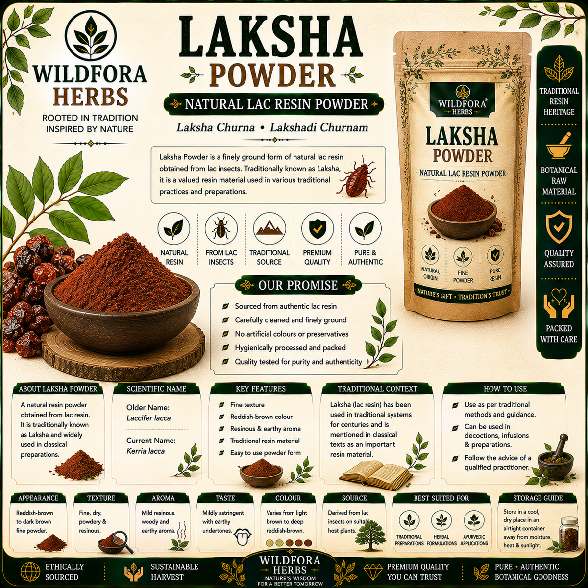 Laksha Powder Laccifer lacca | Lakshadi Churnam | Natural Lac Resin Powder