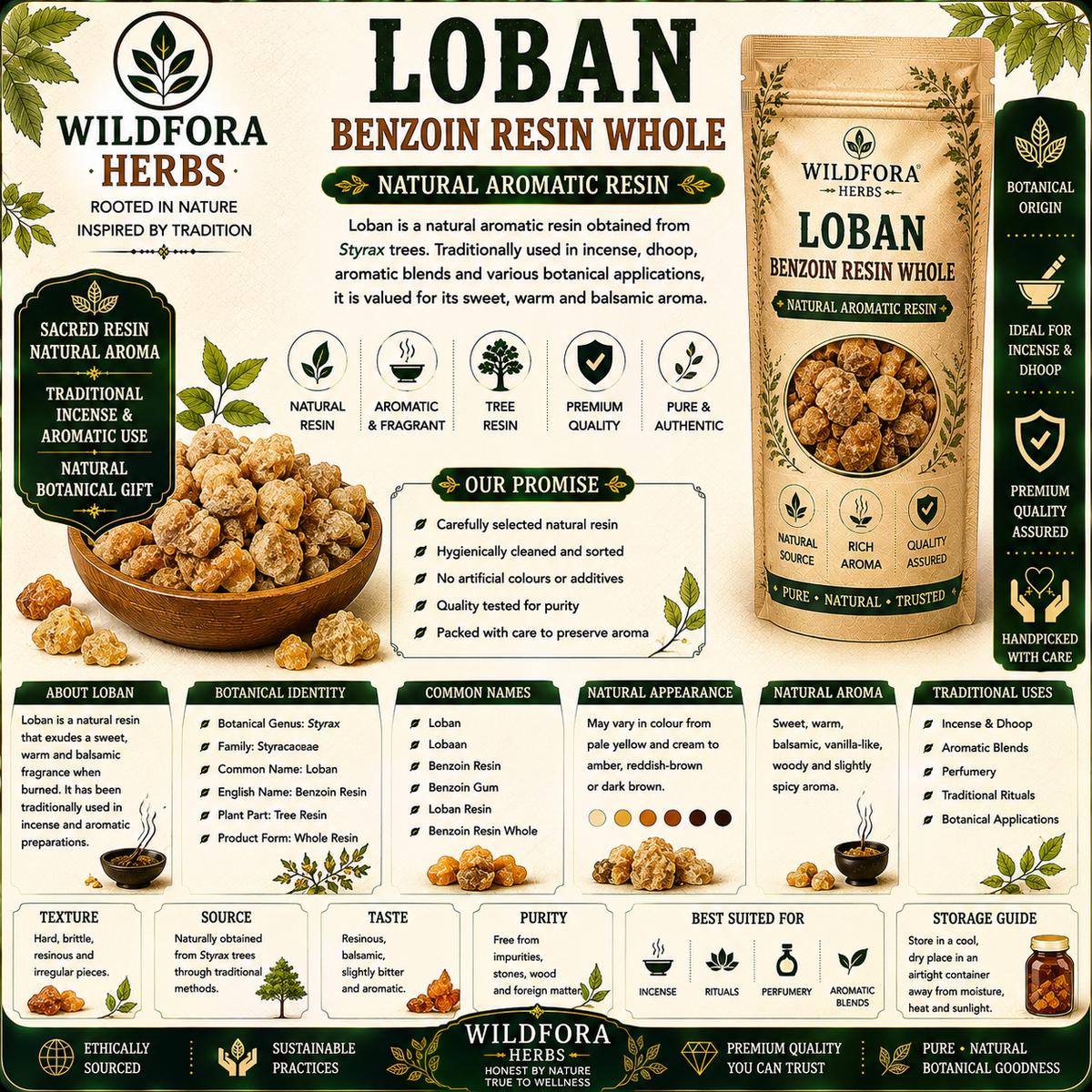 Loban Benzoin Resin Whole | Natural Benzoin Gum Resin | Loban Raw Resin
