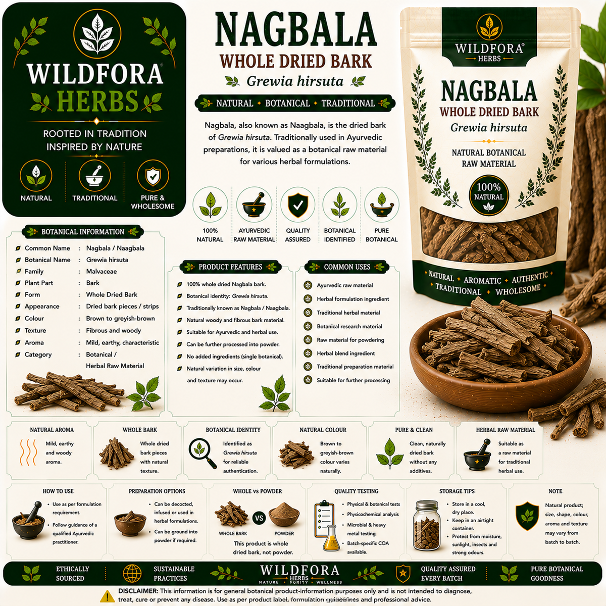 Nagbala Grewia Hirsuta Whole | Natural Naagbala Bark