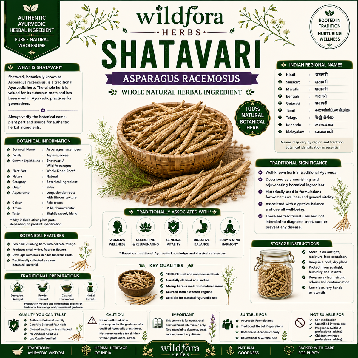 Shatavari Asparagus Racemosus Whole Herb – Traditional Ayurvedic Ingredient
