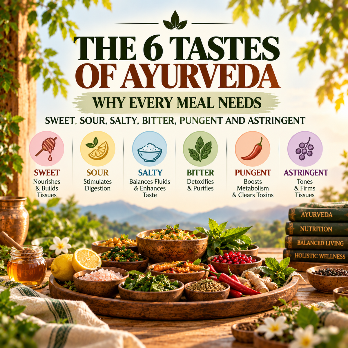 The 6 Tastes of Ayurveda: Why Every Meal Needs Sweet, Sour, Salty, Bitter, Pungent and Astringent