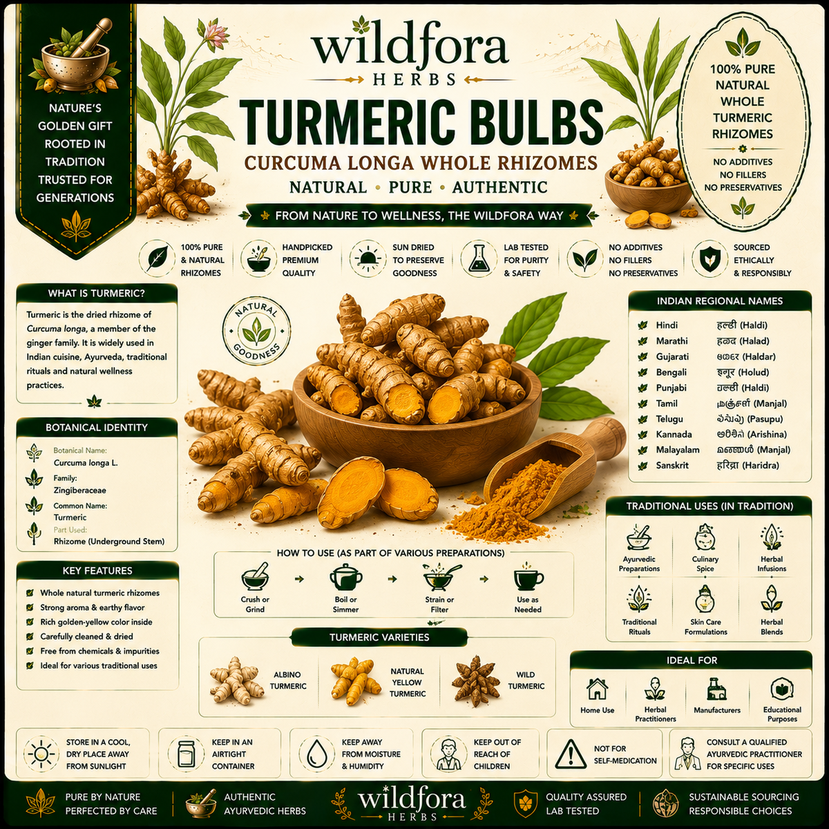 Turmeric Bulbs Curcuma longa Whole | Raw Haldi Rhizomes