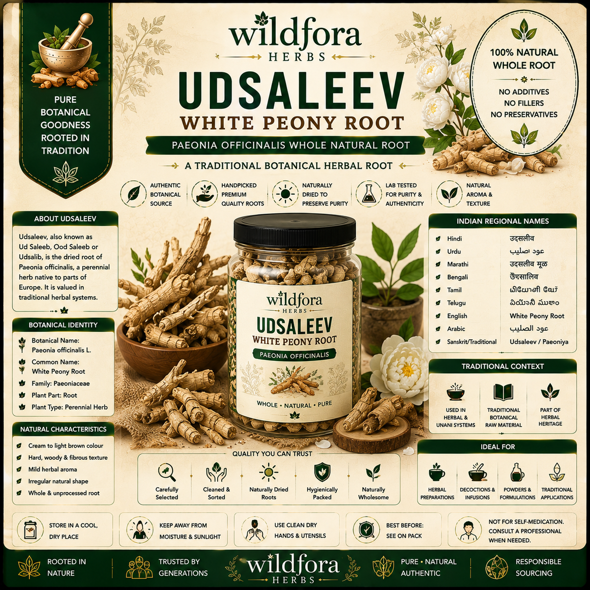 Udsaleev White Peony Root Paeonia Officinalis Whole
