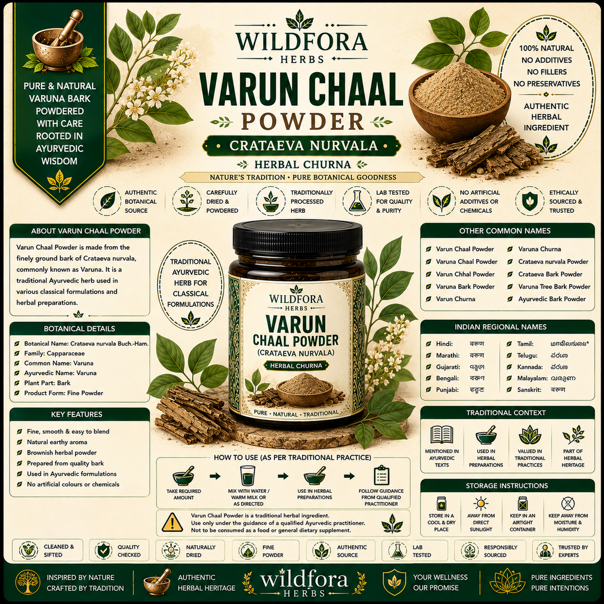 Varun Chaal Powder Crataeva Nurvala Herbal Churna
