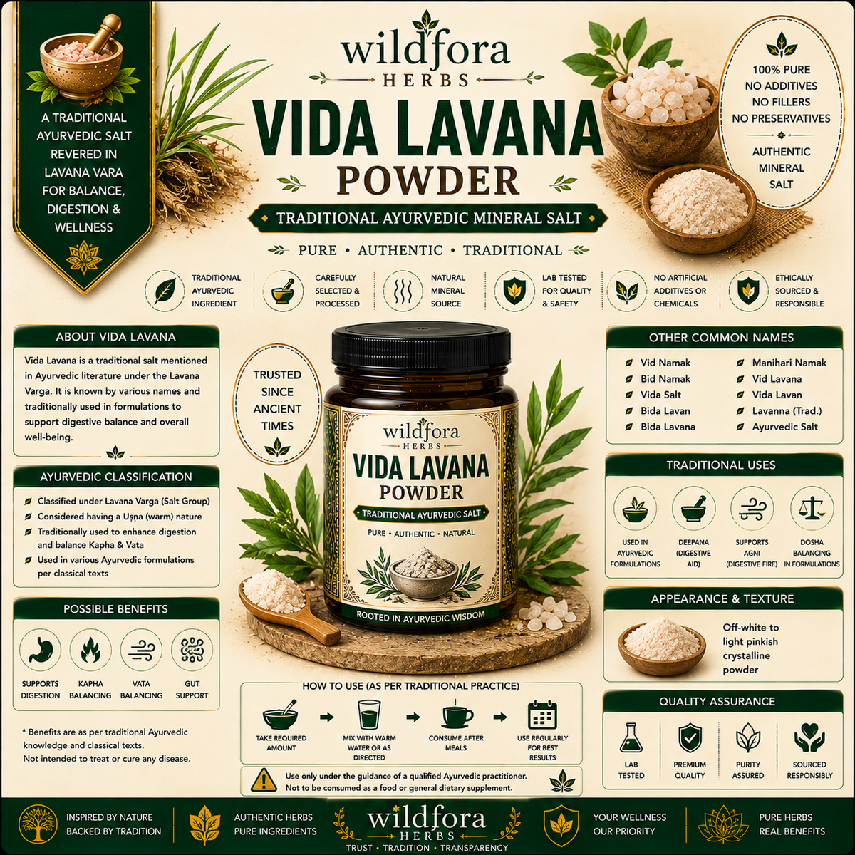 Vida Lavana Powder Natural Mineral Salt Pure Herbal Ingredient