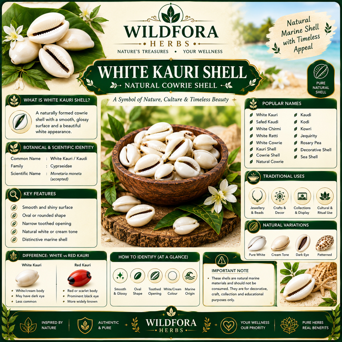 White Kauri Shell Natural Safed Kaudi Whole Decorative Cowrie Shell