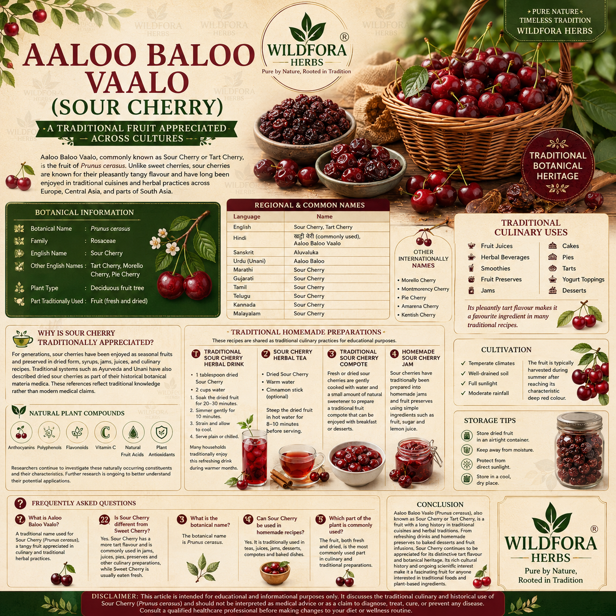 Aaloo Baloo Vaalo Sour Cherry Whole Prunus Cerasus Herbal Product
