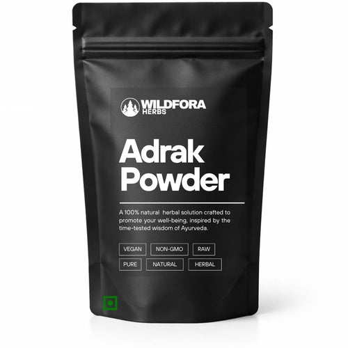 adrak powder, dry ginger powder, ginger powder, sunth churna, herbal spice, natural supplement, wildfora, ginger root powder, ayurvedic powder, spice powder