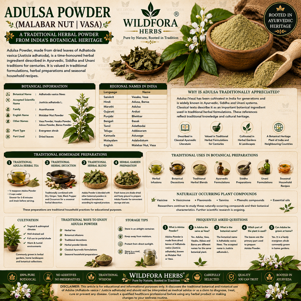 Adulsa Powder Malabar Nut Vasa | Natural Herbal Powder