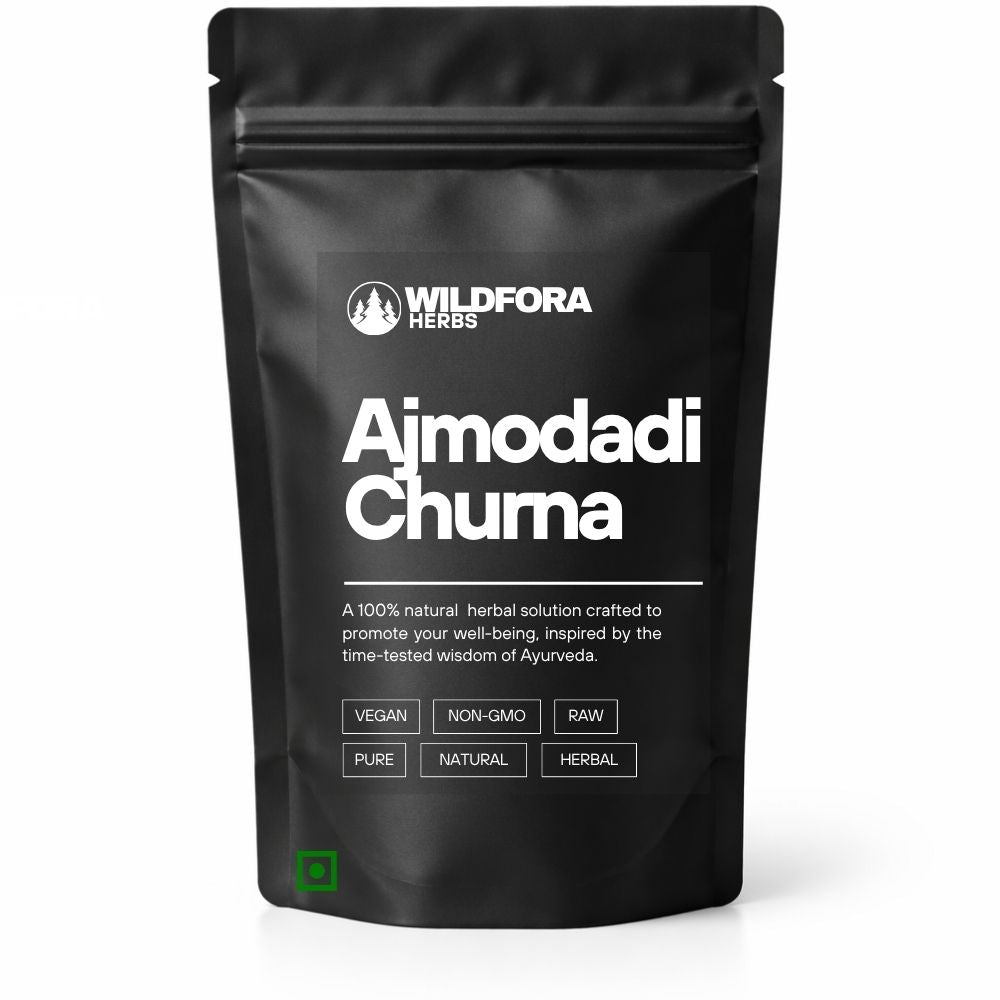 ajmodadi churna, herbal powder, ayurvedic blend, churna powder, natural supplement, wildfora, herbal wellness, traditional powder, polyherbal blend, herbal mix