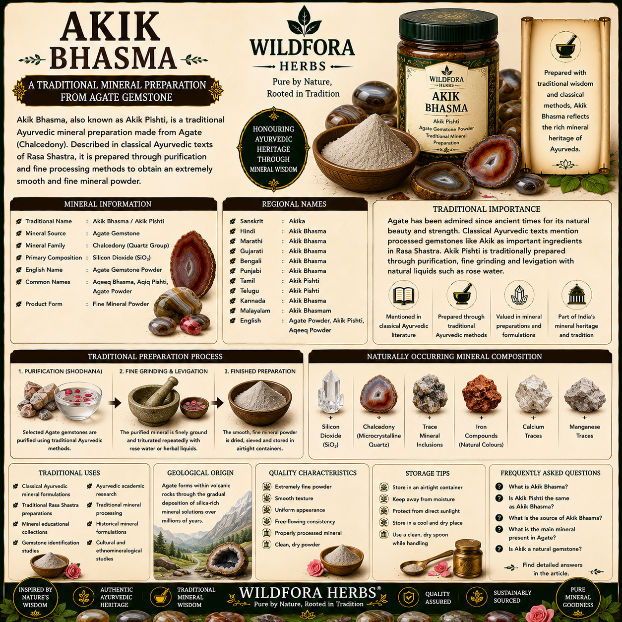 Akik Bhasma Agate Gemstone Powder | Akik Pishti Mineral Powder