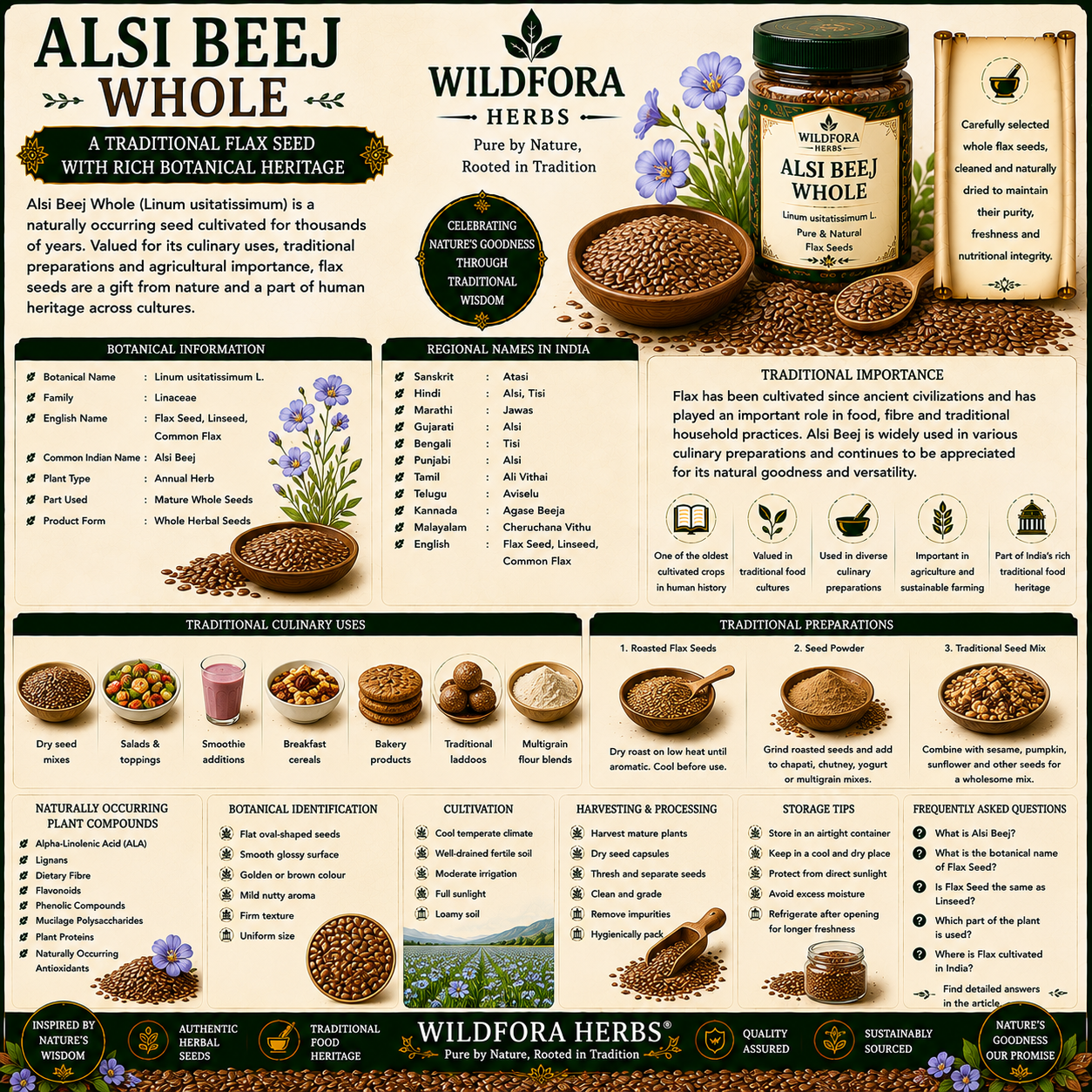 Alsi Beej / Flax Seed Whole Linum Usitatissimum Natural Herbal Seeds