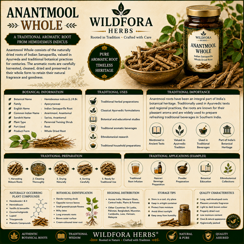 Anantmool Whole Indian Sarsaparilla Hemidesmus Indicus Root