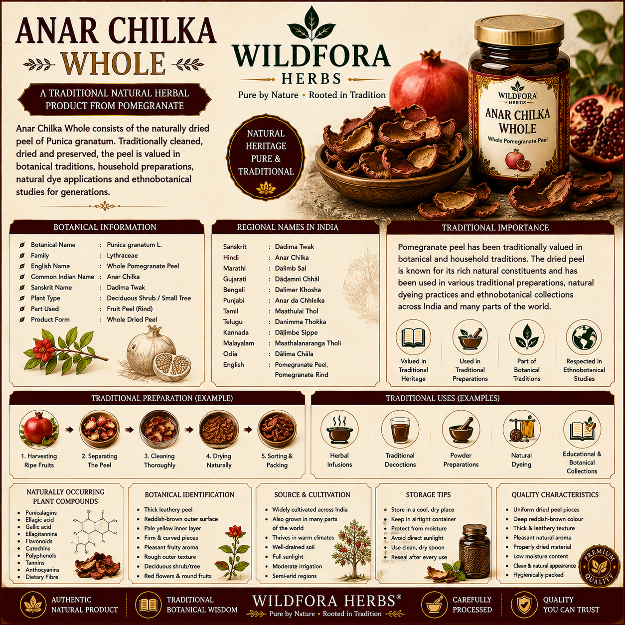 Anar Chilka Pomegranate Peel Whole Punica Granatum Natural Herbal Product