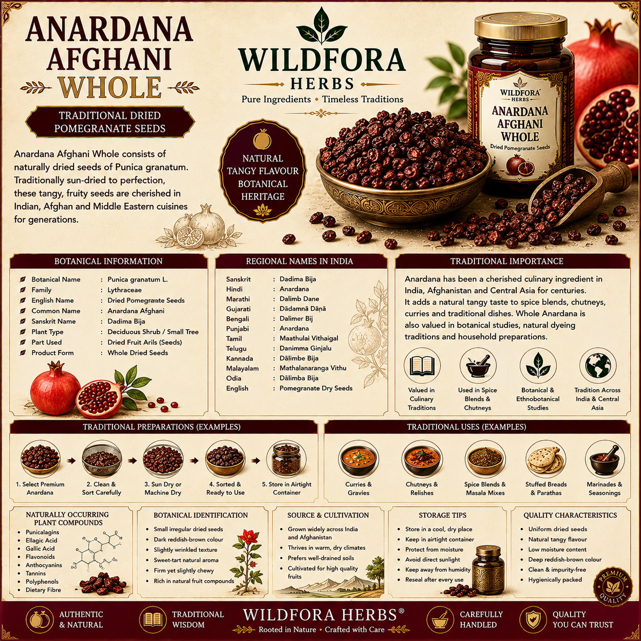 Anardana Afghani Whole Pomegranate Dry Seeds Punica Granatum
