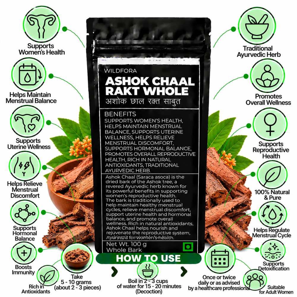Ashok Chaal Rakt Whole Saraca Asoca Natural Herbal Bark Benefits