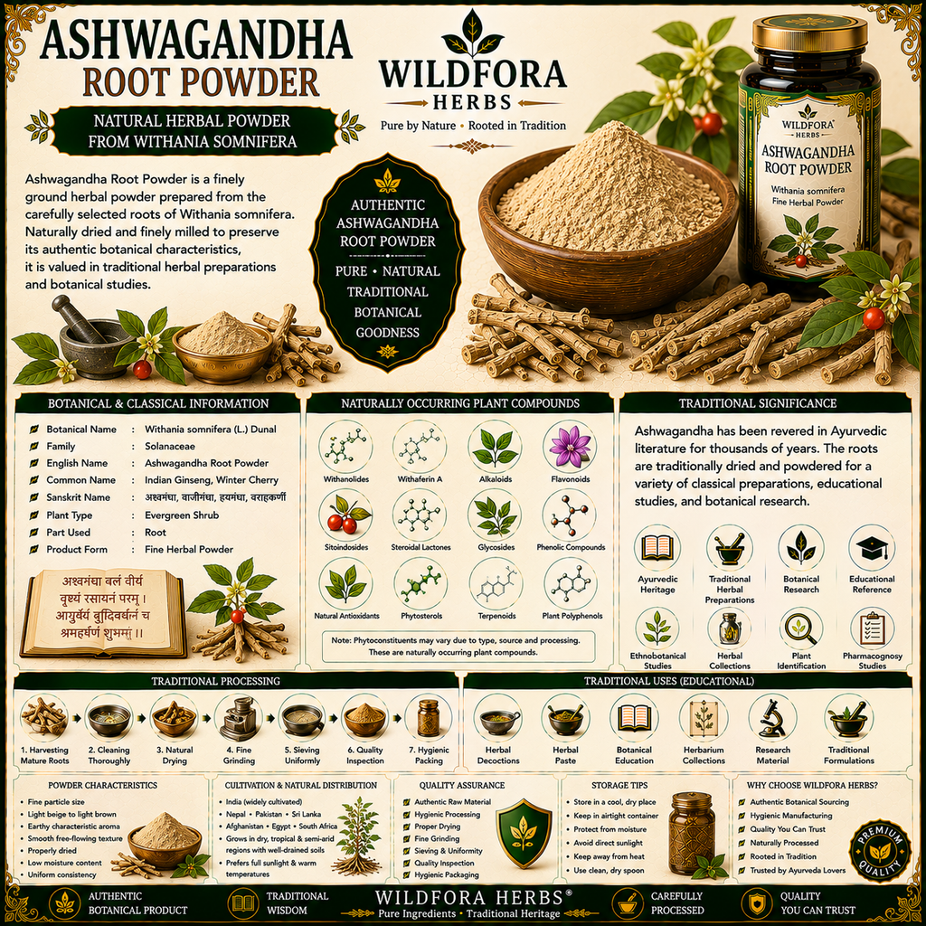 Ashwagandha Root Powder – Withania Somnifera | 100% Pure Herbal Powder | Traditionally Used for Daily Wellness | 100 Gms