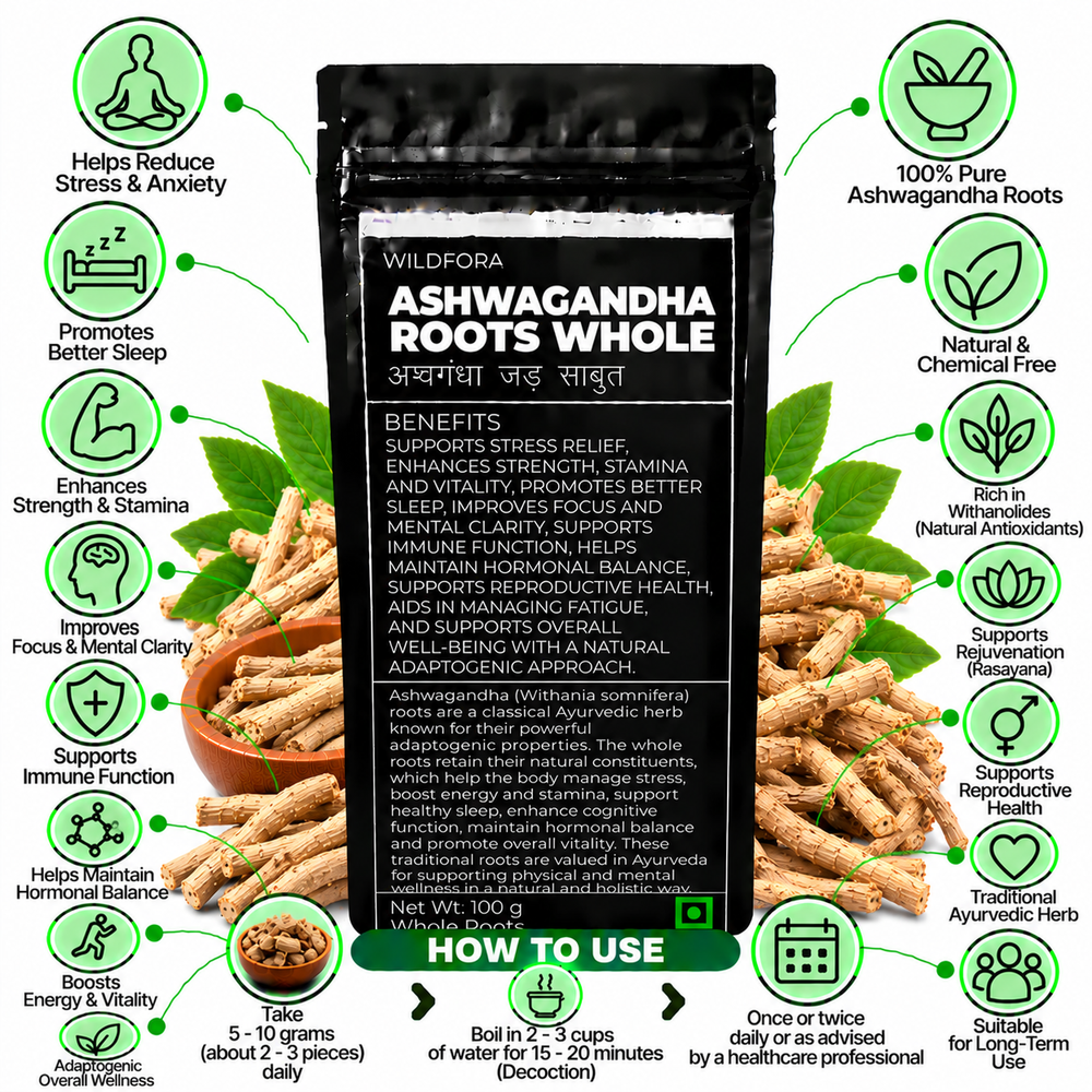 Ashwagandha Roots Whole Withania Somnifera Herbal Root Benefits