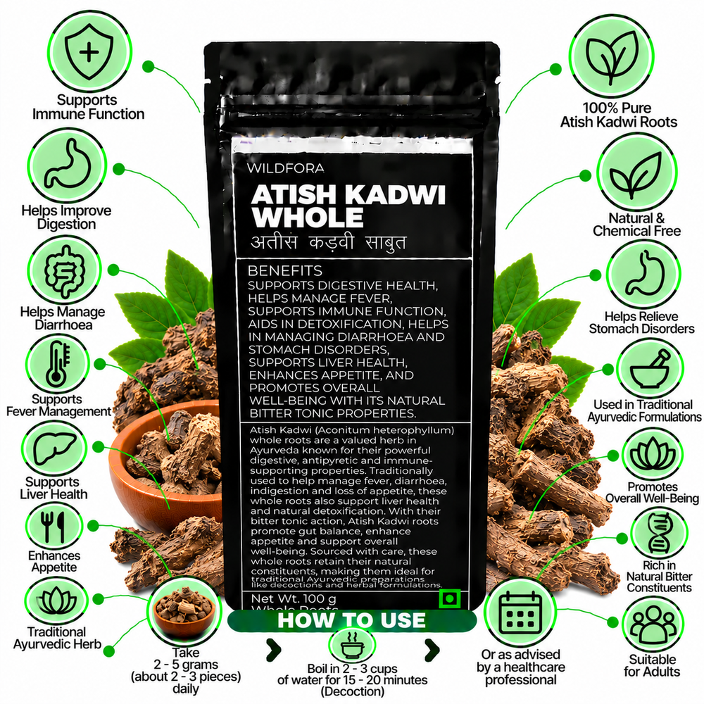 Atish Kadwi Whole Aconitum Heterophyllum Ativisha Root Benefits
