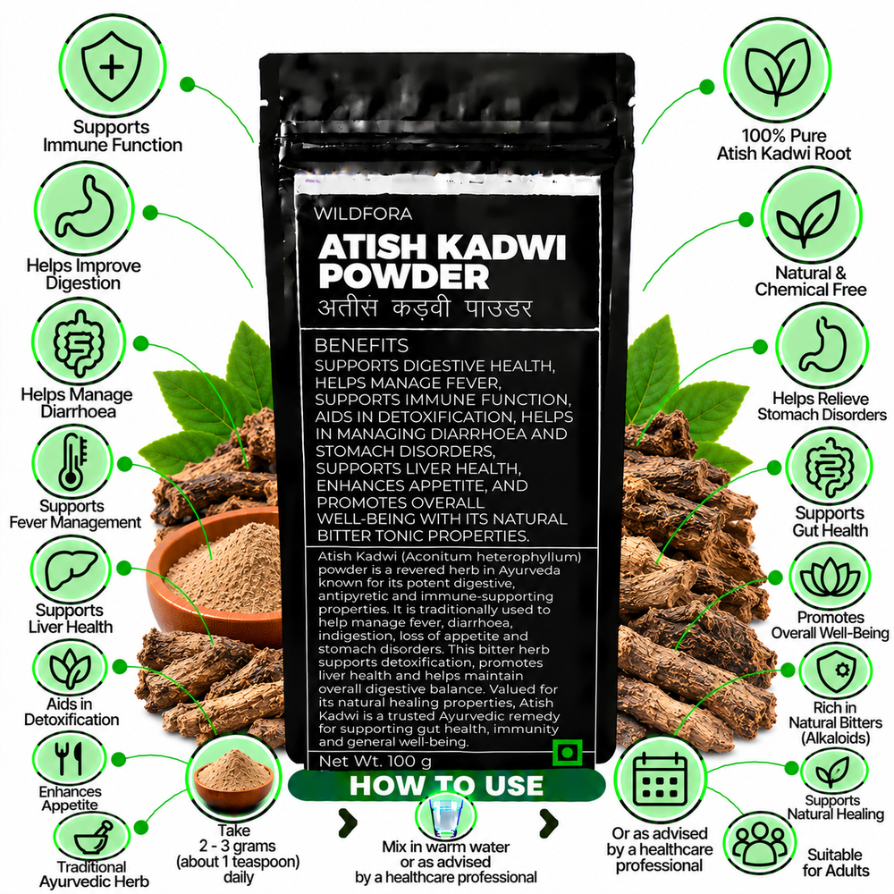 Atish Kadwi Powder Aconitum Heterophyllum | Ativisha Herbal Powder Benefits