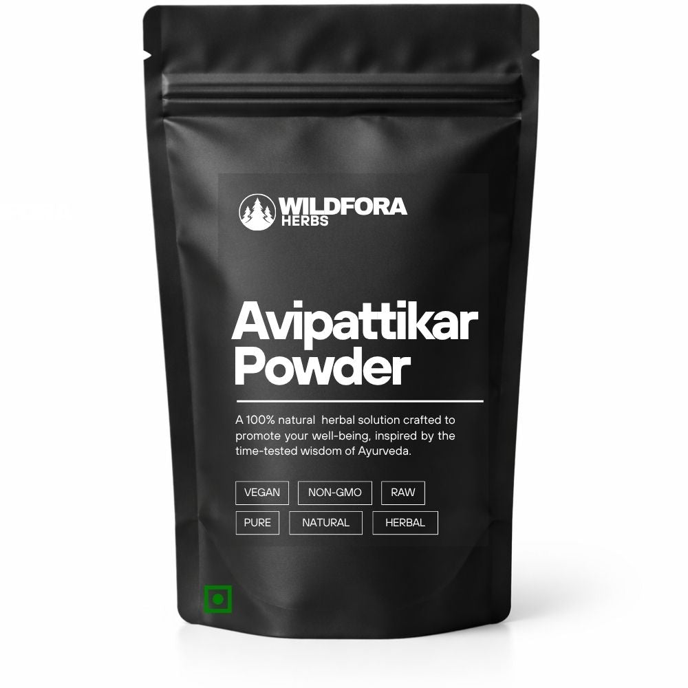 avipattikar churna, herbal powder, ayurvedic blend, churna powder, natural supplement, wildfora, herbal wellness, traditional powder, polyherbal blend, herbal mix