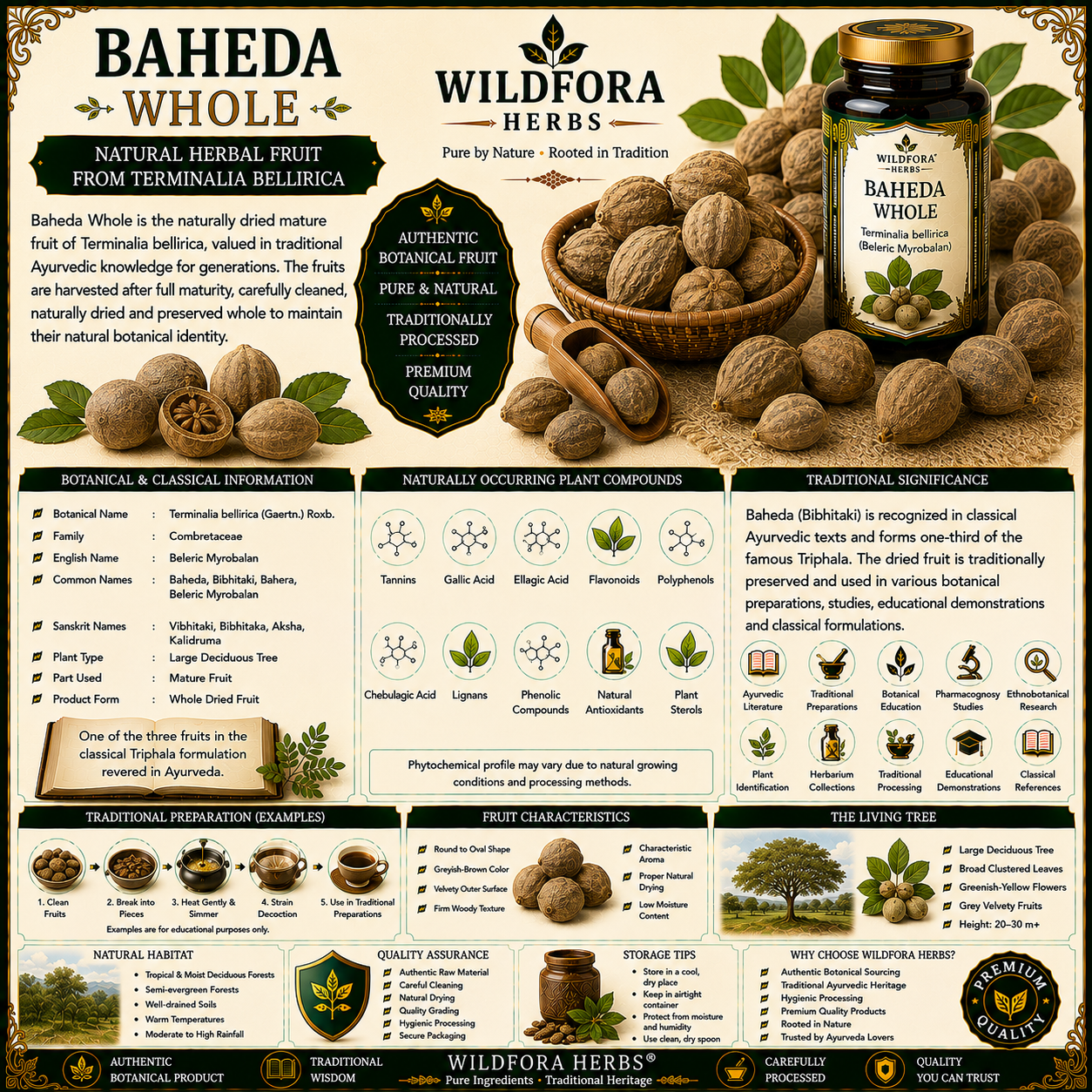 Baheda Whole Terminalia Bellirica Natural Herbal Fruit