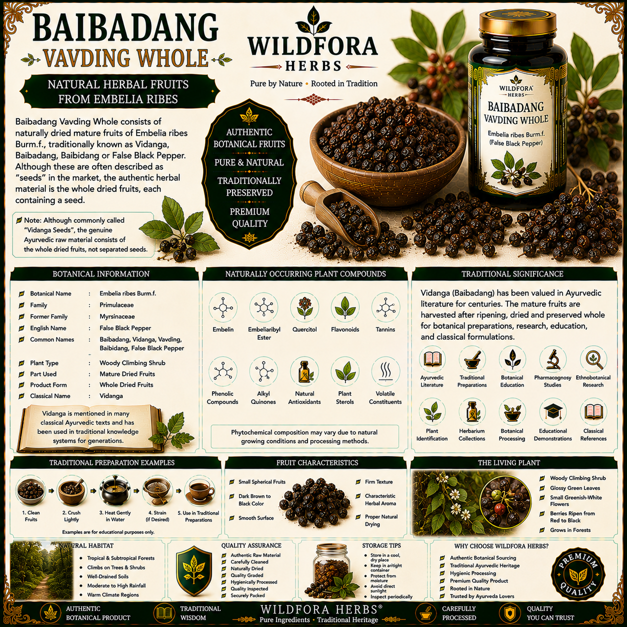 Baibadang Vavding Whole Embelia Ribes False Pepper Herbal Seeds