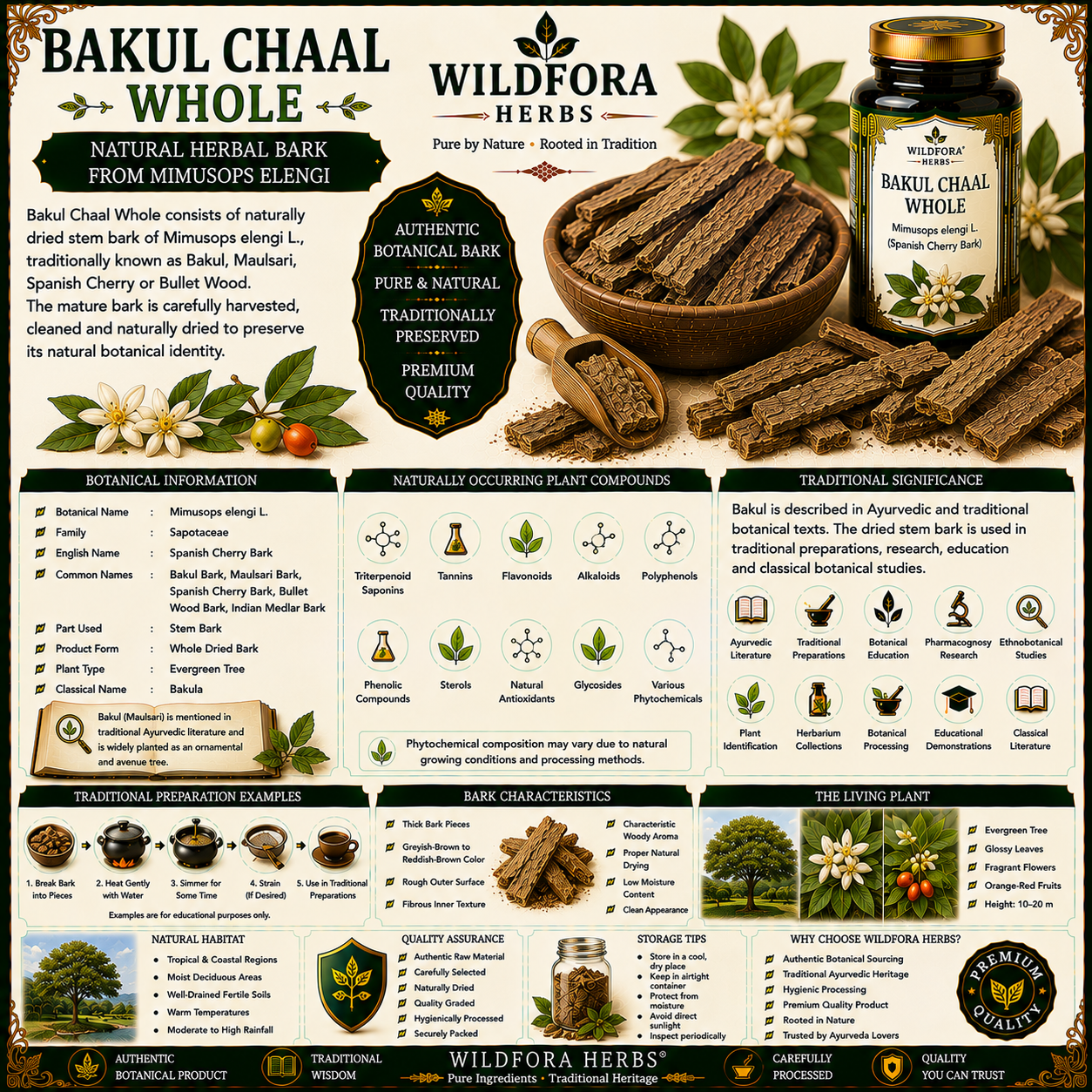 Bakul Chaal Whole Mimusops Elengi Natural Herbal Bark