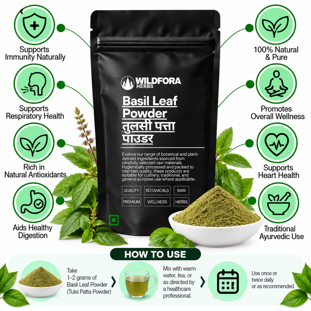 Basil Leaf Powder Ocimum Sanctum | Tulsi Leaf Herbal Powder Benefits