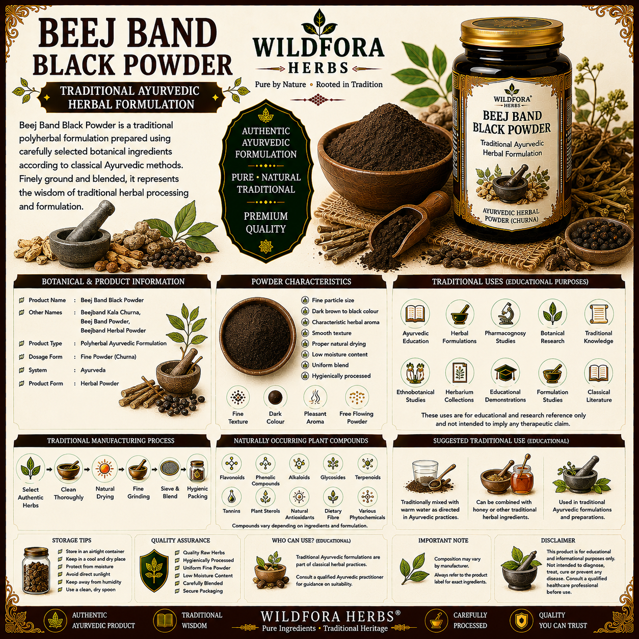 Beej Band Black Powder Beejband Kala | Ayurvedic Herbal Powder