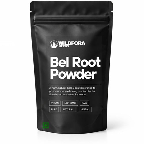 bel root powder, bael root powder, aegle marmelos, herbal powder, natural supplement, wildfora, root powder, herbal wellness, ayurvedic powder, traditional herb