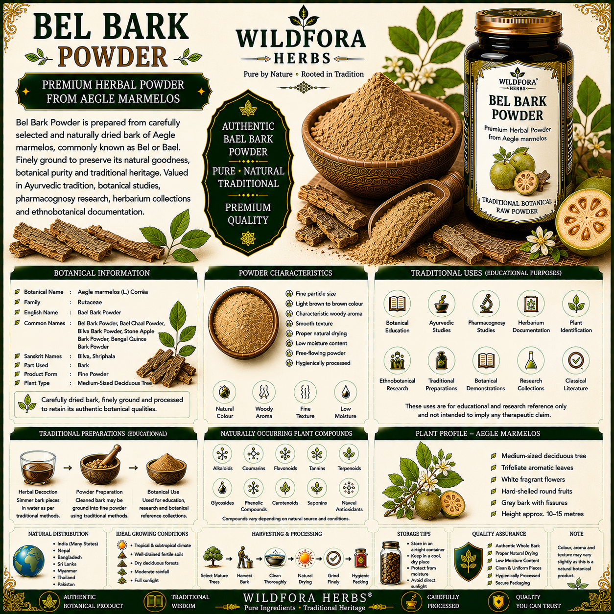Bel Bark Powder Aegle Marmelos | Bael Chaal Herbal Powder