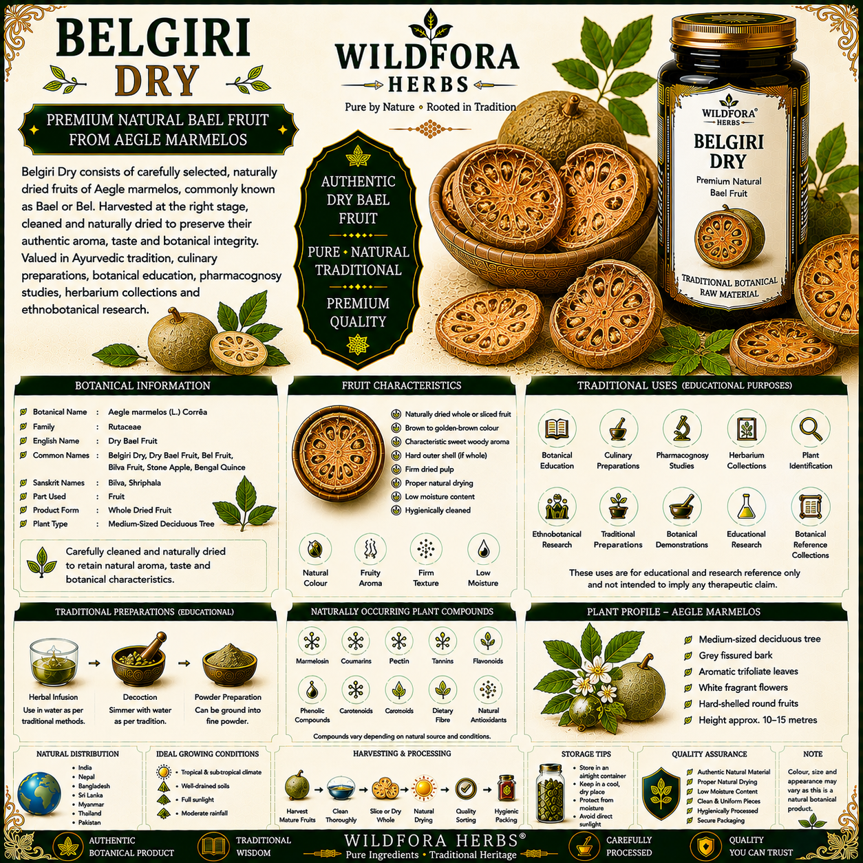 Belgiri Dry Bael Fruit Aegle Marmelos Whole Herbal Product for Traditional Use