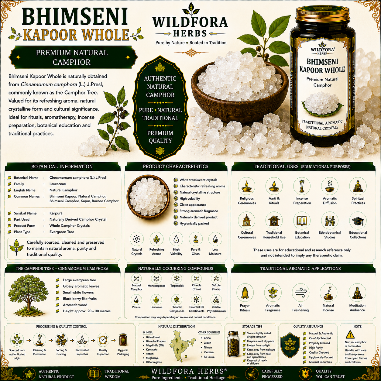 Bhimseni Kapoor Whole Cinnamomum Camphora Natural Camphor