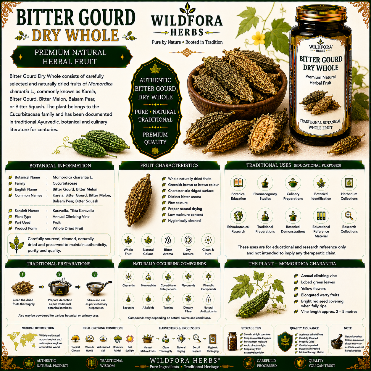 Bitter Gourd Dry Whole Momordica Charantia Karela Herb