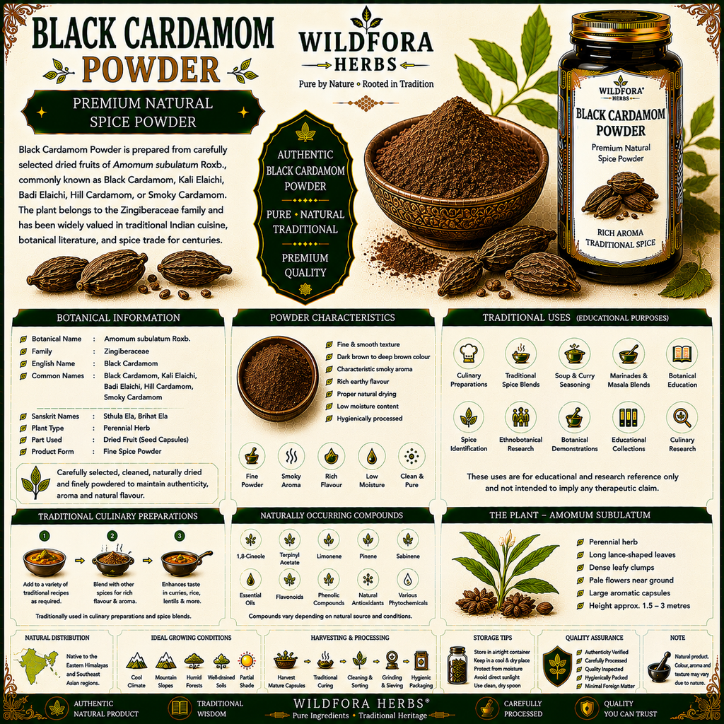 Black Cardamom Powder Amomum Subulatum | Smoky Spice Powder