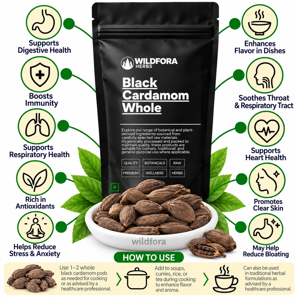 Black Cardamom Whole Amomum Subulatum Natural Spice Benefits