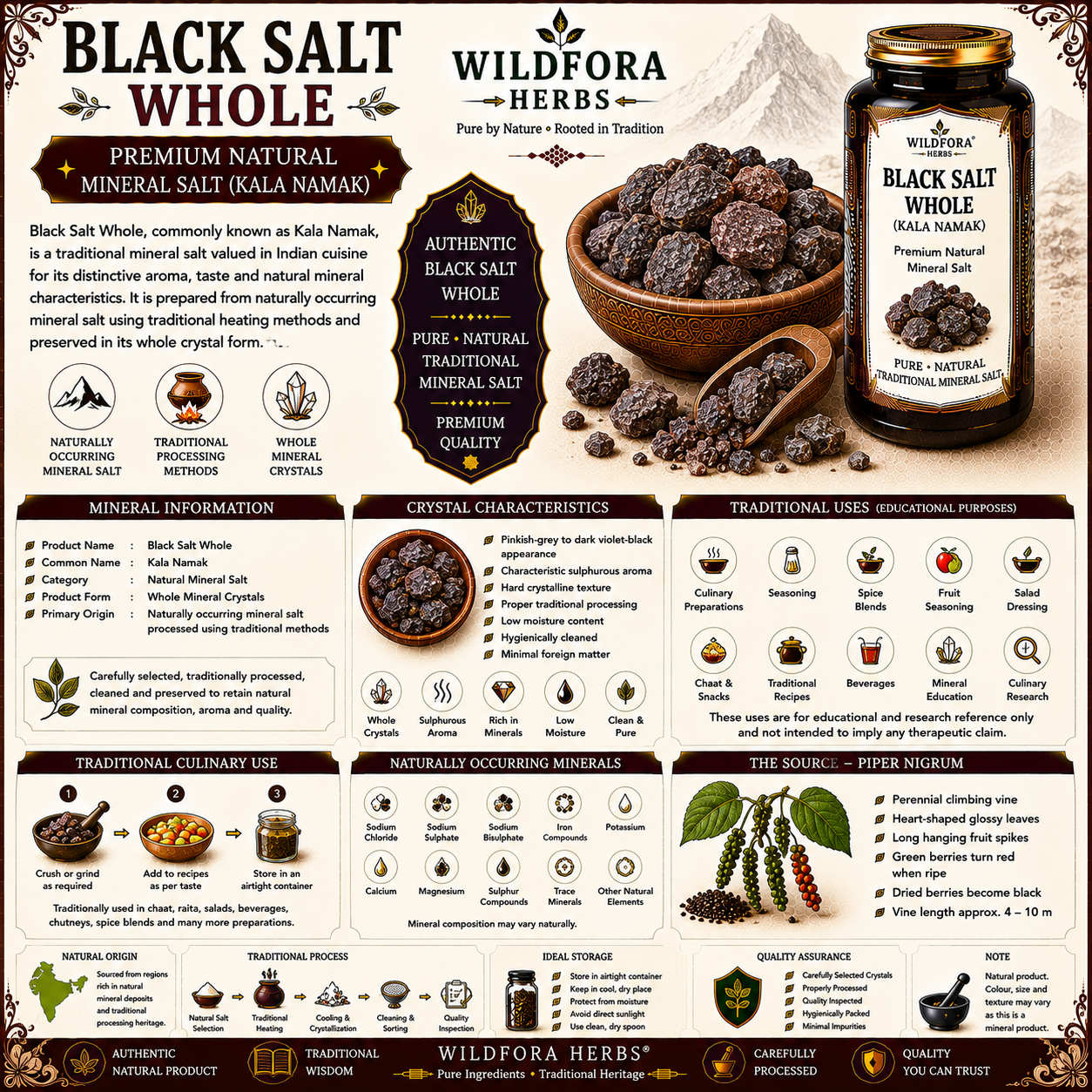 Black Salt Whole Kala Namak Natural Mineral Salt