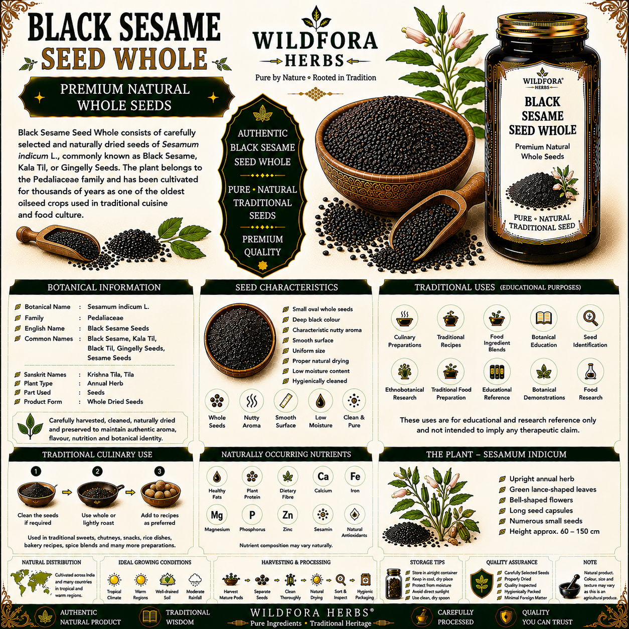 Black Sesame Seed Whole Sesamum Indicum Natural Til Seeds