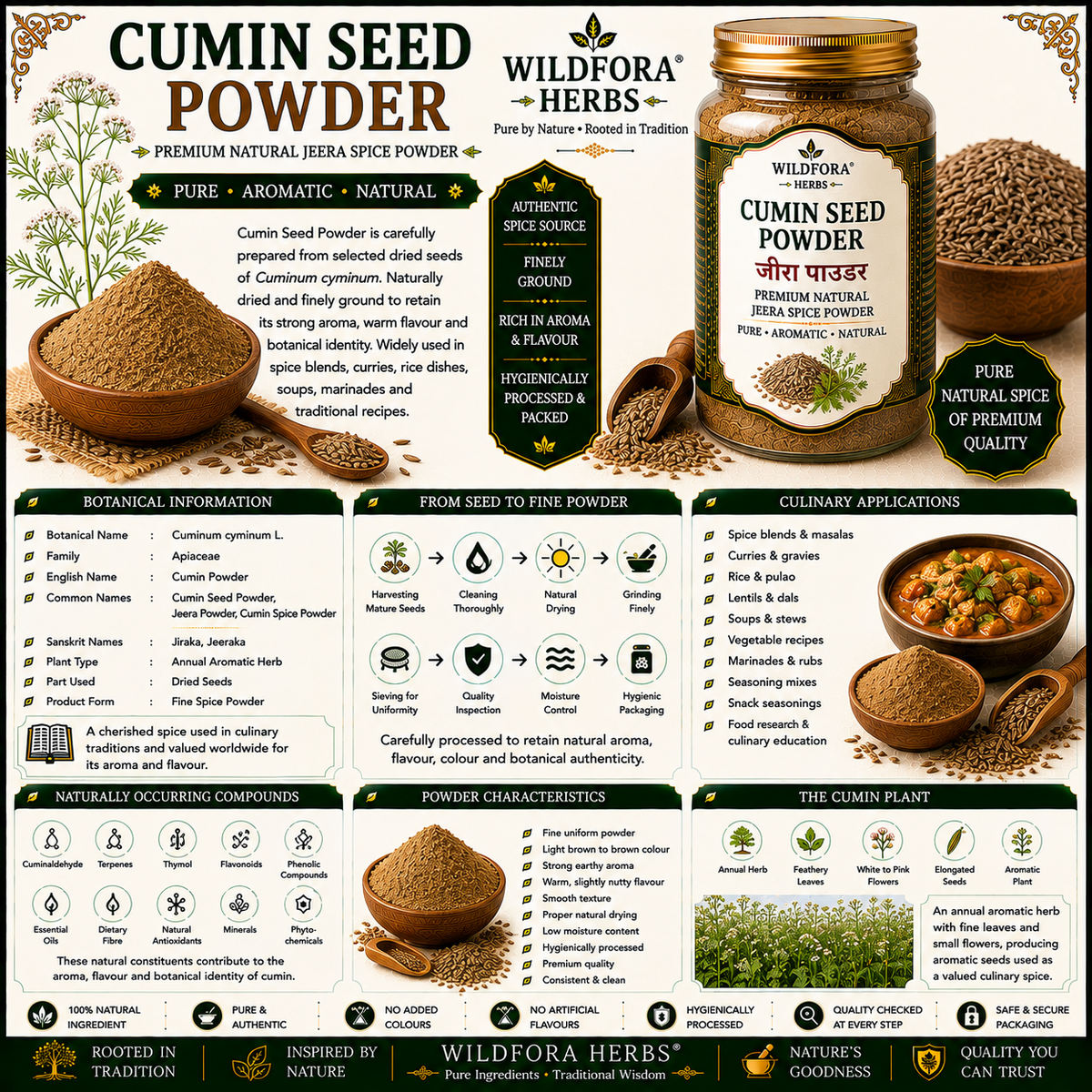 Cumin Seed Powder Cuminum Cyminum | Jeera Spice Powder