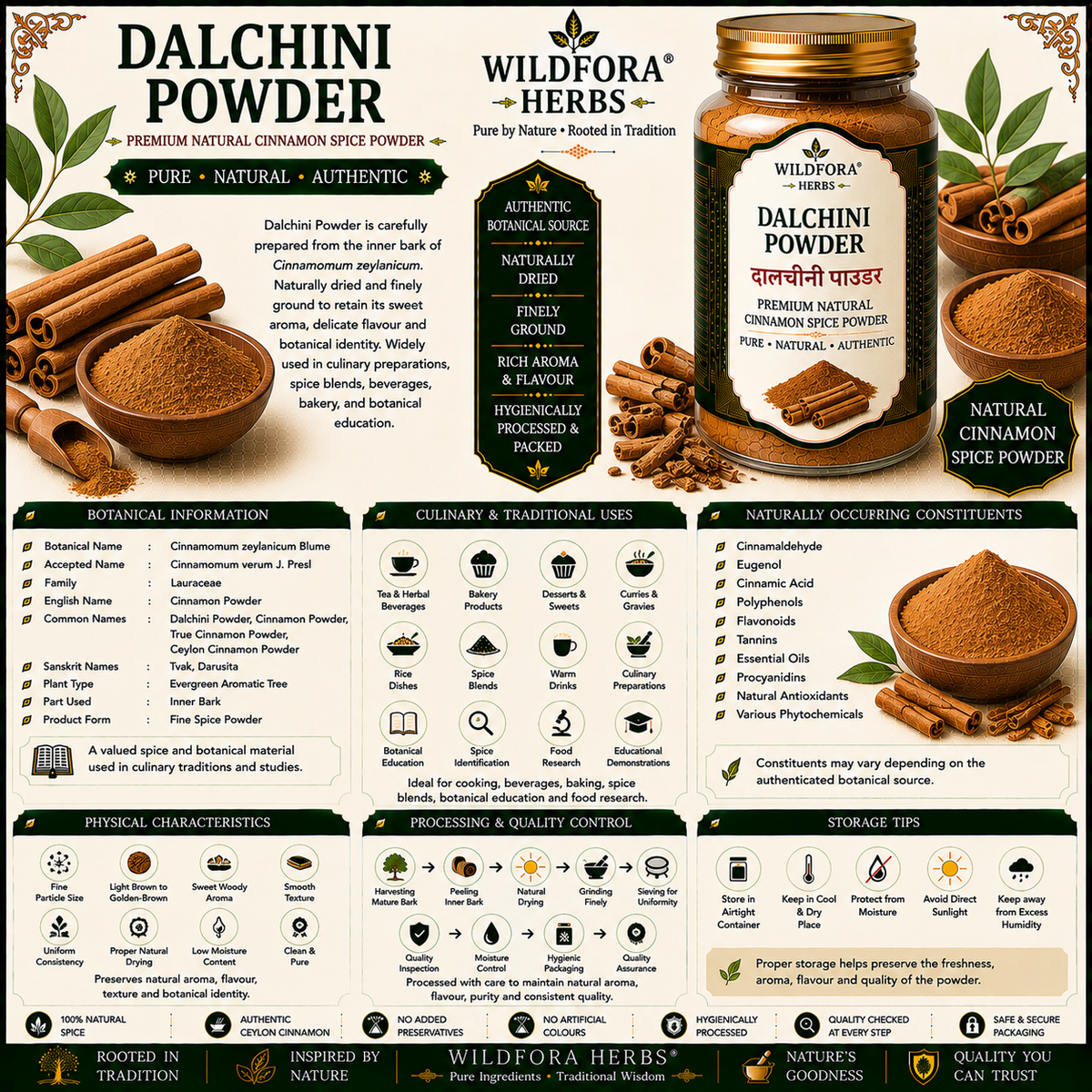 Dalchini Powder Cinnamomum Zeylanicum | Cinnamon Spice Powder